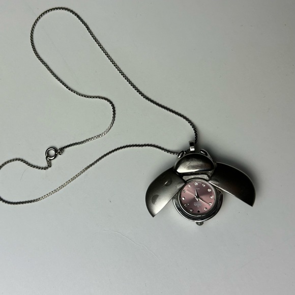 🐞Sliver Tone LadyBug Beetle Pocket watch Pendant - Picture 2 of 5